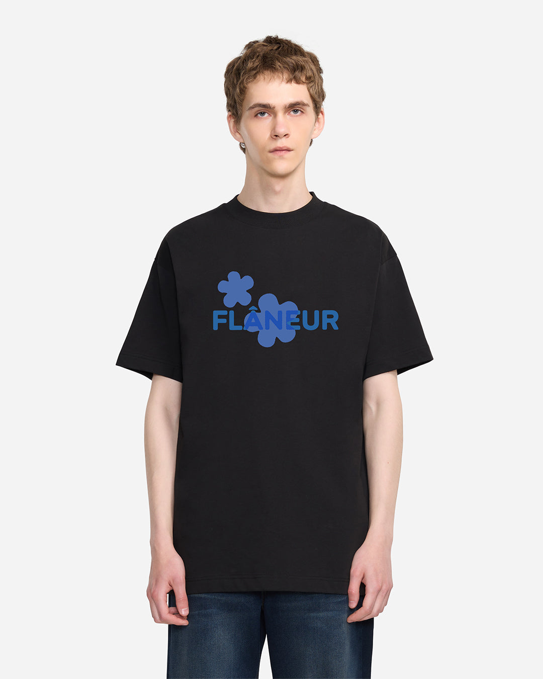 Organic Flower T-Shirt | Black/Blue
